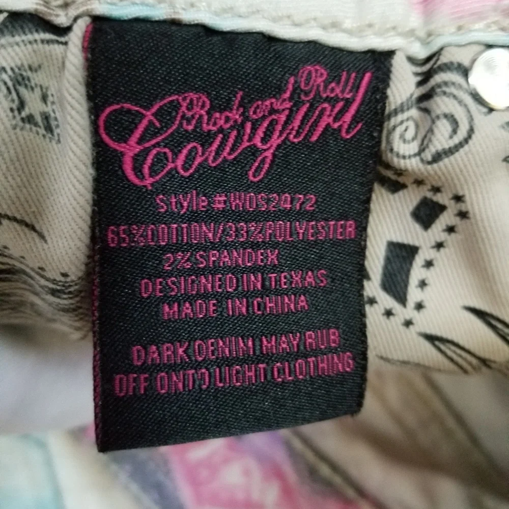 Rock & Roll Cowgirl Pink Print Skinny Jeans - Picture 6 of 8